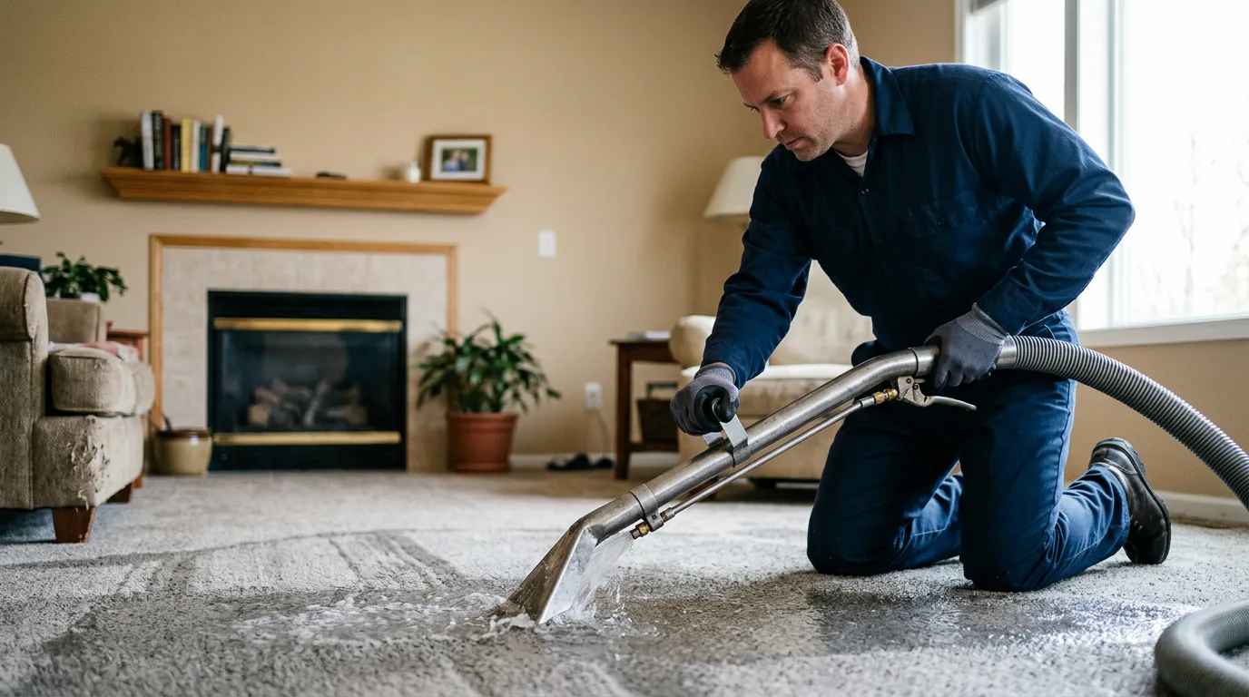 Water damage restoration technician working near Creighton, MO